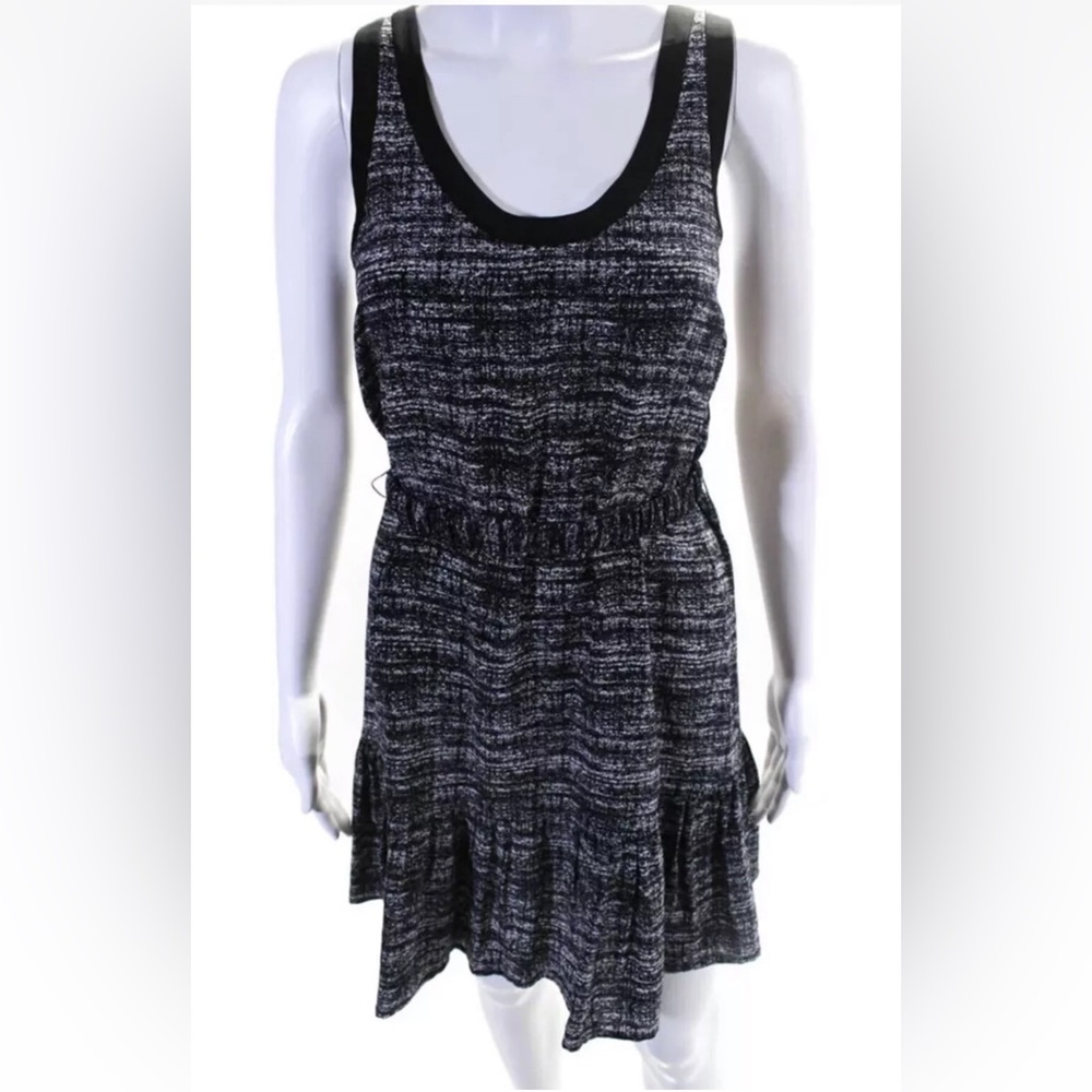Joie Black & White Printed Belted Silk Sleeveless Dress - Small - Picture 6 of 10